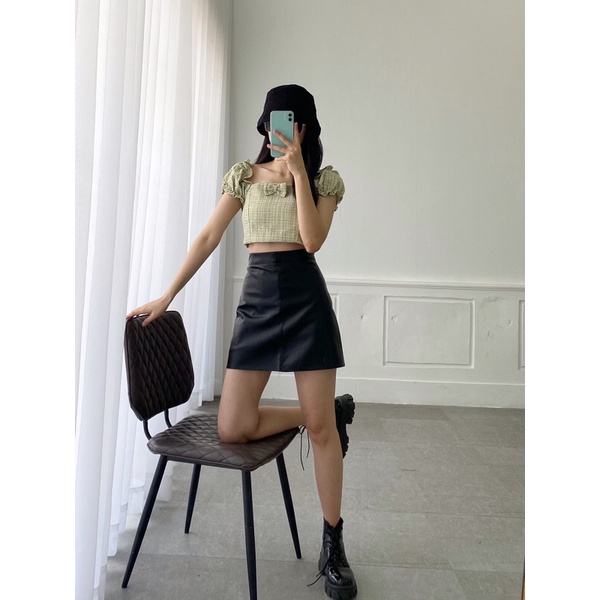 Chân Váy Da Trơn Dáng Chữ A LADY STYLE & OUTFITS