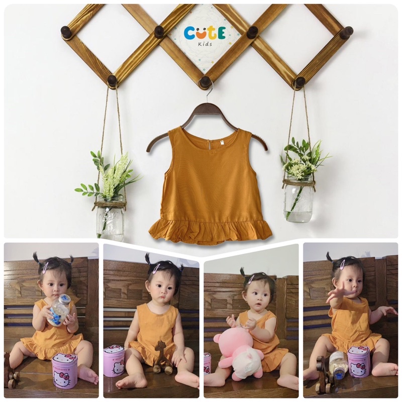Bộ Đồ Bé Gái, Bộ sát nách, vải Lanh( 6kg - 17kg)