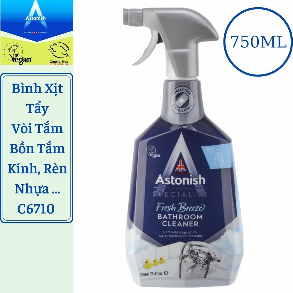 Bình xịt tẩy rửa vòi inox, vòi sen các thiết bị inox nhà tắm Astonish C6710Bình xịt tẩy rửa vòi inox, vòi sen các thiết