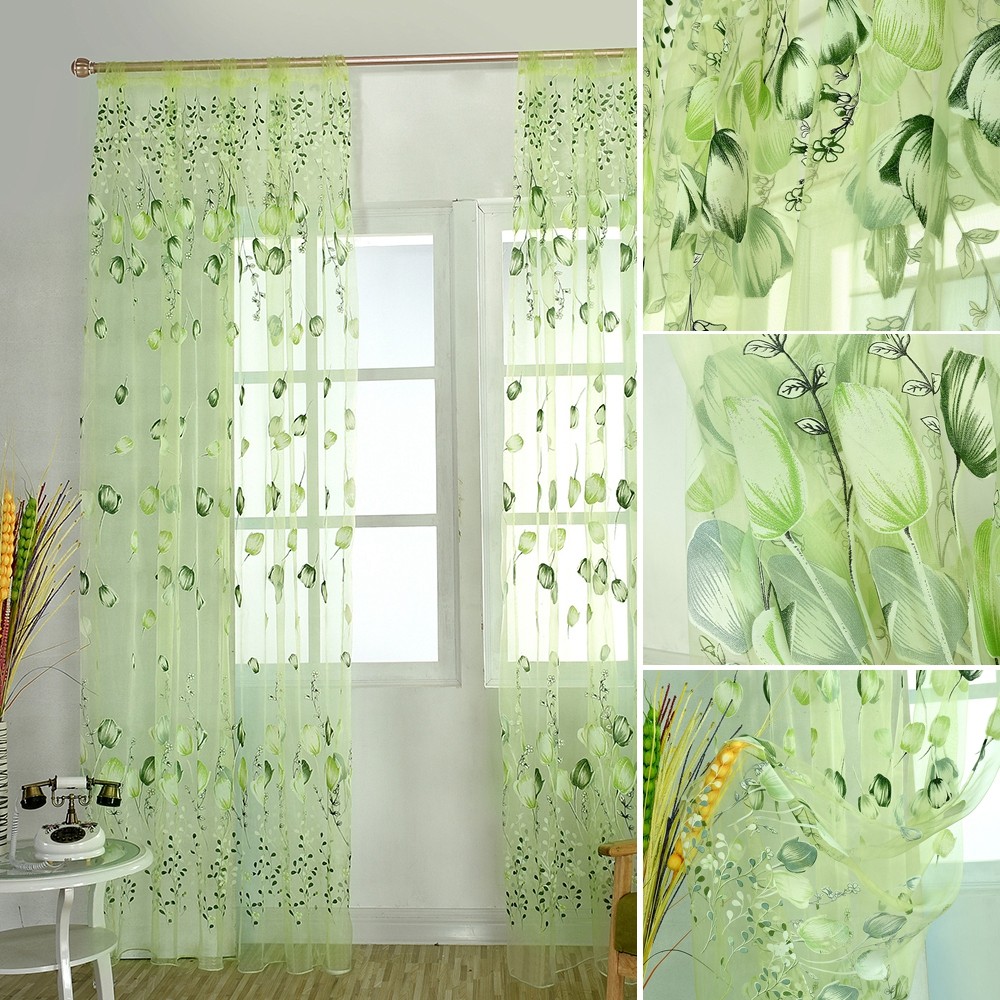 Rèm Cửa Vải Tuyn Họa Tiết Hoa Tulip