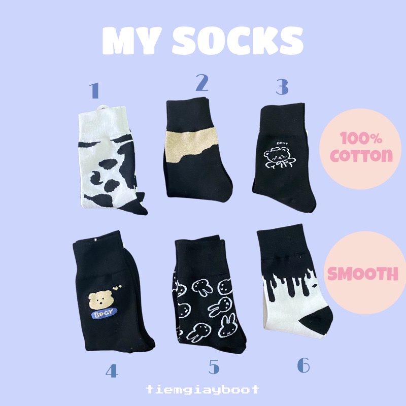 TẤT HOẠ TIẾT CHẤT LIỆU COTTON LOẠI 1HÀNG CÓ SẴN  Full Tag