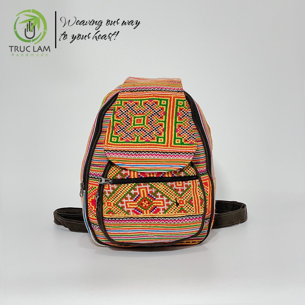 Balo Thời Trang Vải Thổ Cẩm Thêu Tay Thủ Công Họa Tiết Dân Tộc - Trúc Lâm Handmade