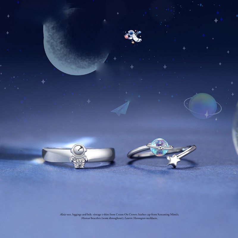 Set 2 Nhẫn Cặp Hình Hành Tinh Sang Trọng Cho Cặp Đôi