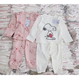 Combo 2 bộ dài tay bé gái - bộ snoopy hm xuất dư chất cotton mềm mại