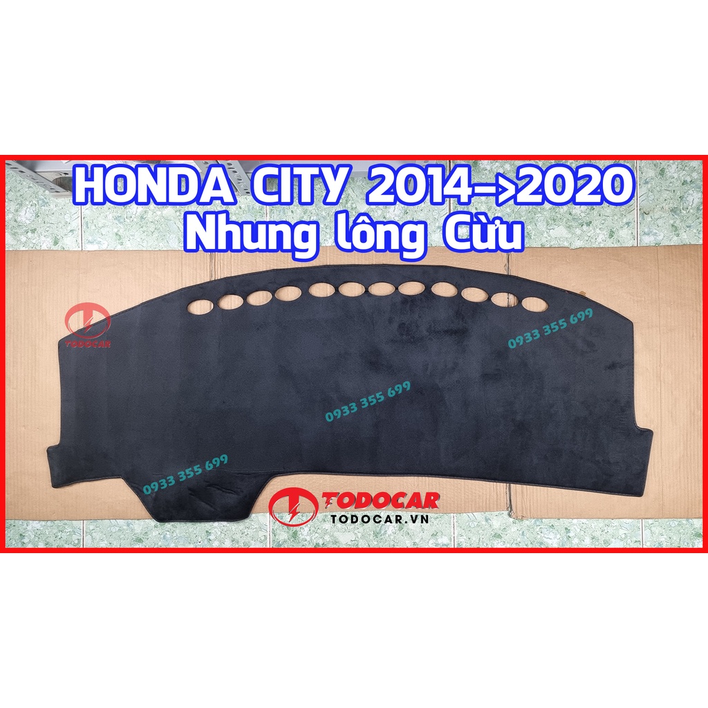 Thảm Taplo HONDA CITY bằng Nhung lông Cừu, Da vân Carbon, Da vân Gỗ 2014 2015 2016 2017 2018 2019 2020 2021 2022