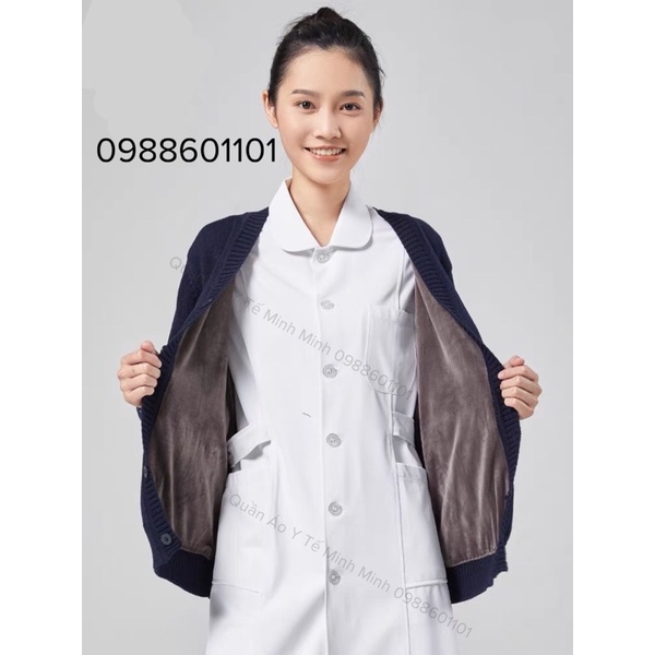 Áo Len Cadigan mùa thu đông Basic, vintage giữ ấm, giữ nhiệt, 2 lớp lót lông, phù hợp điều dưỡng, bác sĩ, phòng khám