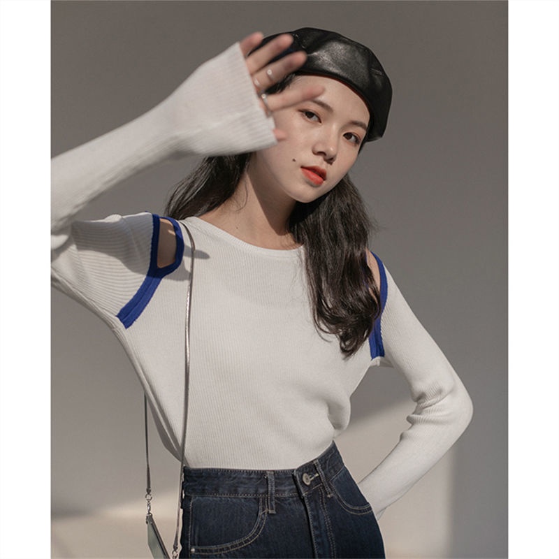 Áo len tay dài khoét vai thời trang dành cho nữ