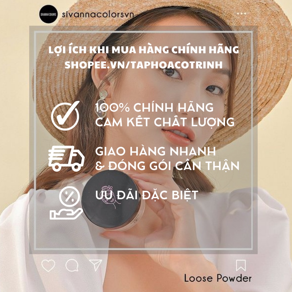Phấn Phủ Sivanna Loose Powder mỏng nhẹ, mịn lì tự nhiên, kiềm dầu hiệu quả F010
