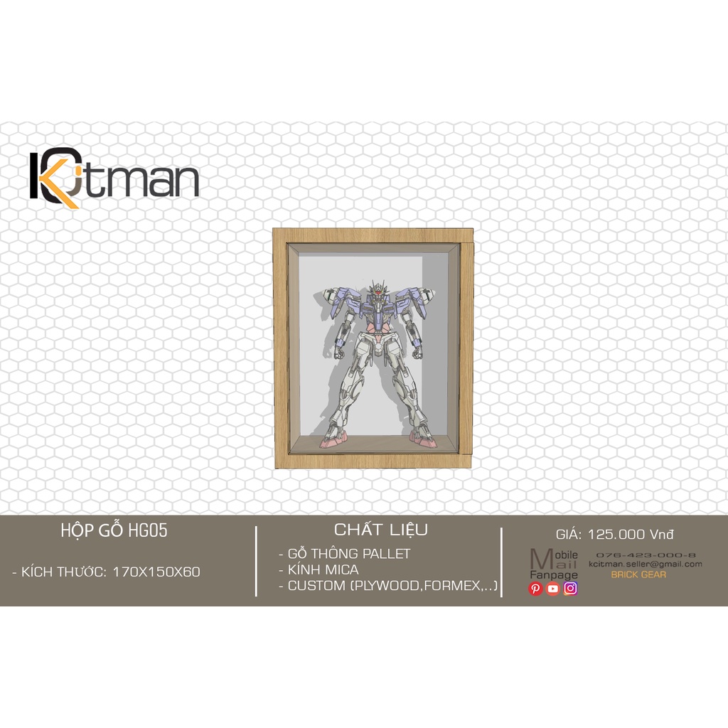 Hộp Gổ MICA Trưng Bày Minifigures,GUNDAM, LEGO, Mô Hình