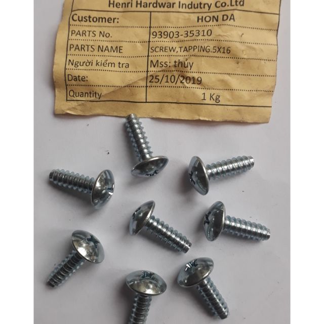 Ốc ren 5 × 16mm( giá 15 con 1 túi)