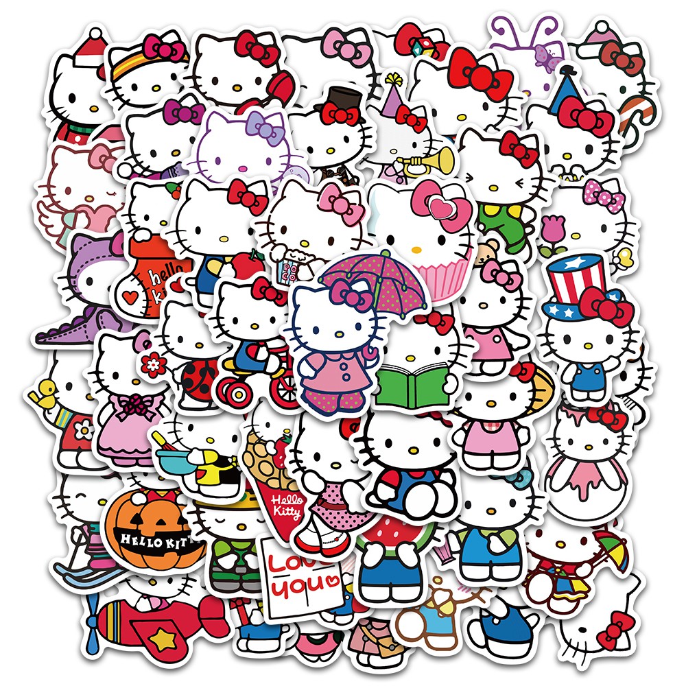 Bộ 50 Hình Dán Hello Kitty Chống Thấm Nước