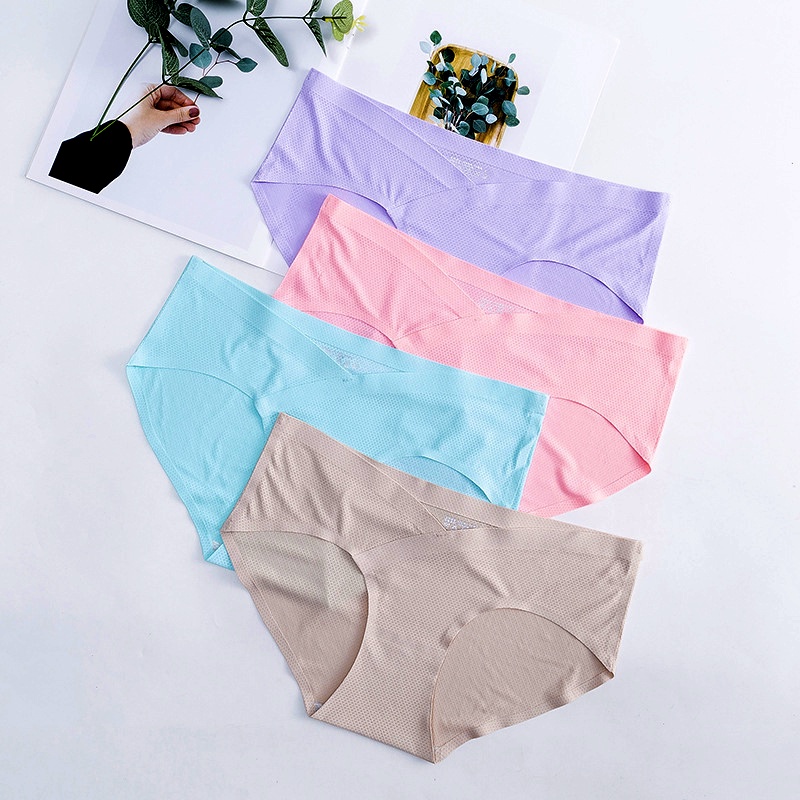 Quần lót bầu sau sinh su đúc cạp chéo thông hơi đồ lót chip bigsize bà bầu không đường may kháng khuẩn QL08