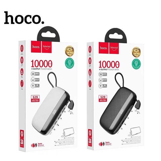 Hoco S29 pin sạc dự phòng Hoco S29 kèm dây sạc hỗ trợ sạc nhanh cổng max 3A
