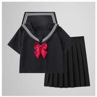 Set áo - váy Seifuku cơ bản hãng Lemon - Áo Đen váy Đen -  tặng kèm nơ #jk #Sei #Seifuku