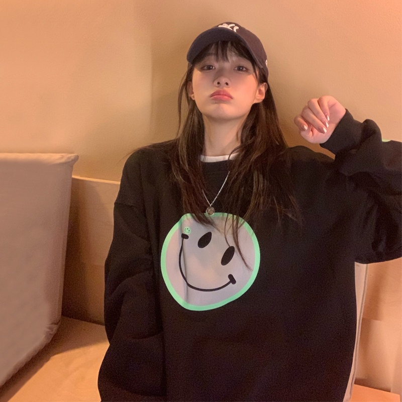 Áo thun nữ ZHELIHANGFEI tay dài form rộng họa tiết in kiểu dáng đơn giản dễ phối đồ