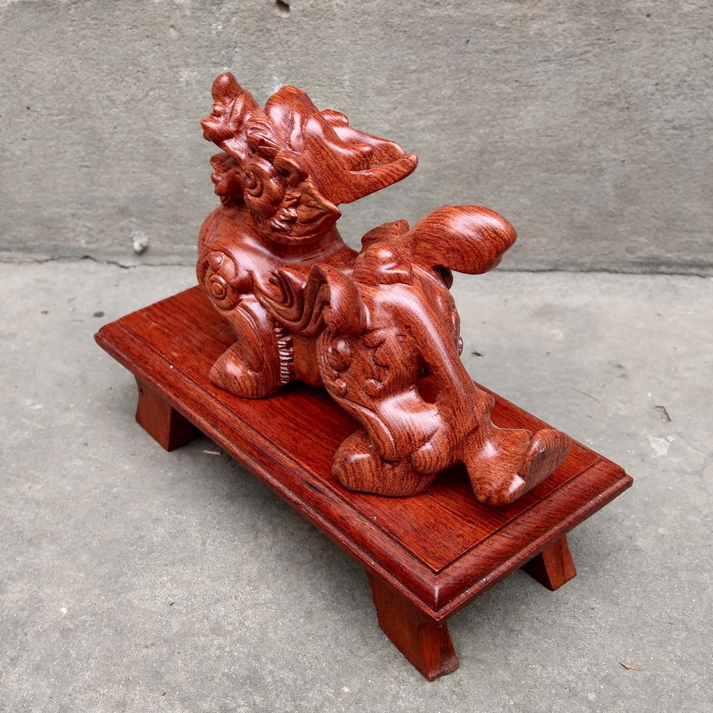 Tỳ Hưu gỗ Hương - Tượng Tỳ Hưu - Tượng Đơn - Kích thước: 20cm