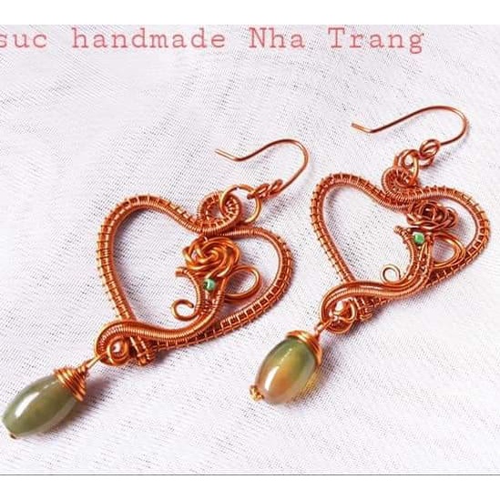 Bông tai handmade hoa hồng