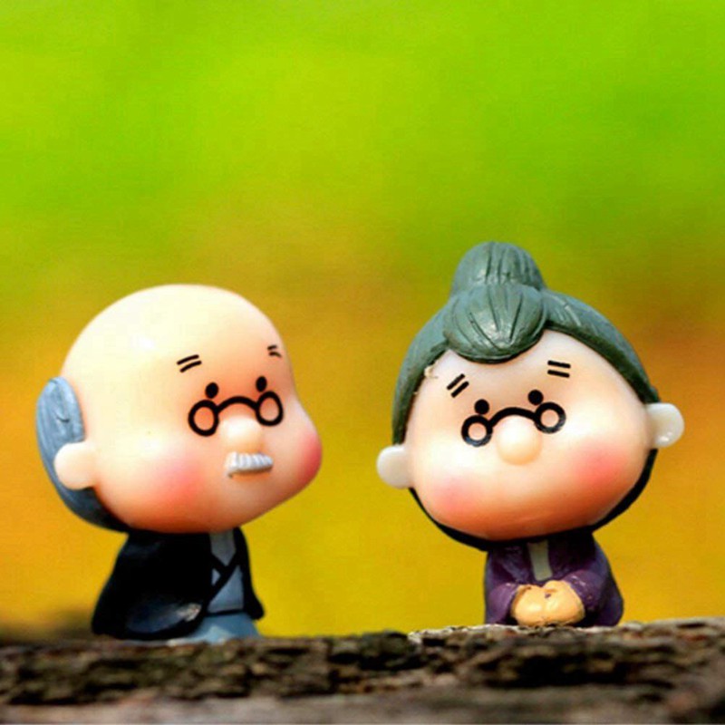 Tượng grandpa &amp; Grandma trang trí vườn nhà búp bê
