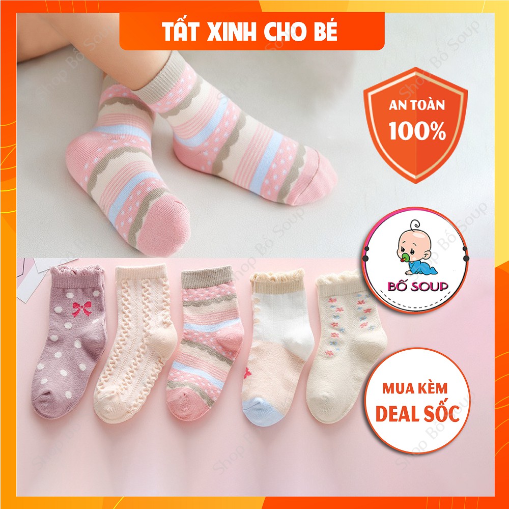 Set 5 đôi tất họa tiết dễ thương cho bé nhiều màu sắc