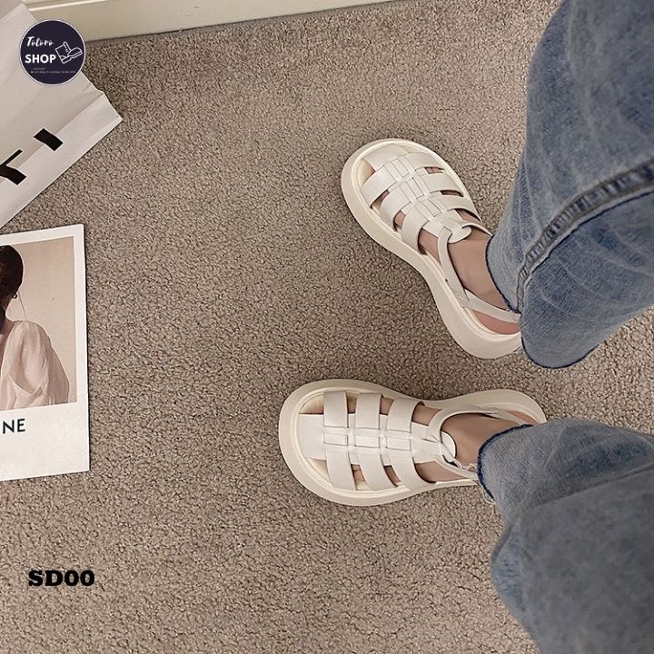 [Hàng Sẵn] [Ảnh Thật] [Freeship] Giày Sandal Nữ Đế Bằng Đi Học Đi Chơi - SD00