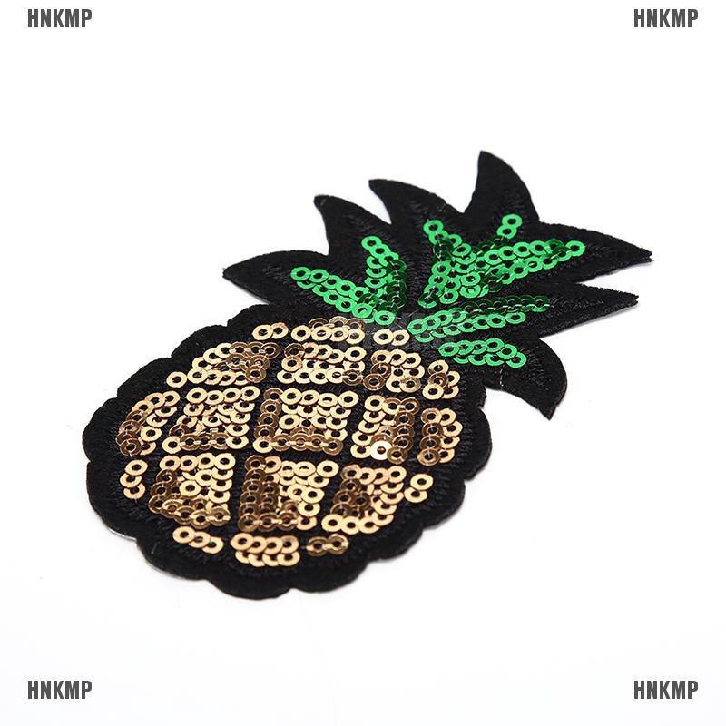 Sticker ủi thêu hình quả dứa đính sequin lấp lánh 4.6 * 8cm