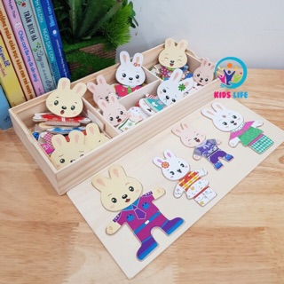 Đồ Chơi Gỗ - Bộ Ghép Hình Gia Đình Thỏ - Đồ Chơi Sáng Tạo