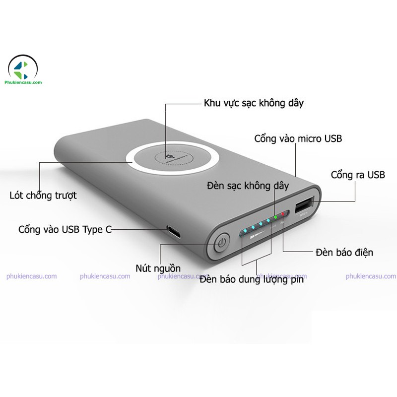 PIN SẠC DỰ PHÒNG CAO CẤP TÍCH HỢP KHÔNG DÂY 10.000 MAH -20.000 mah