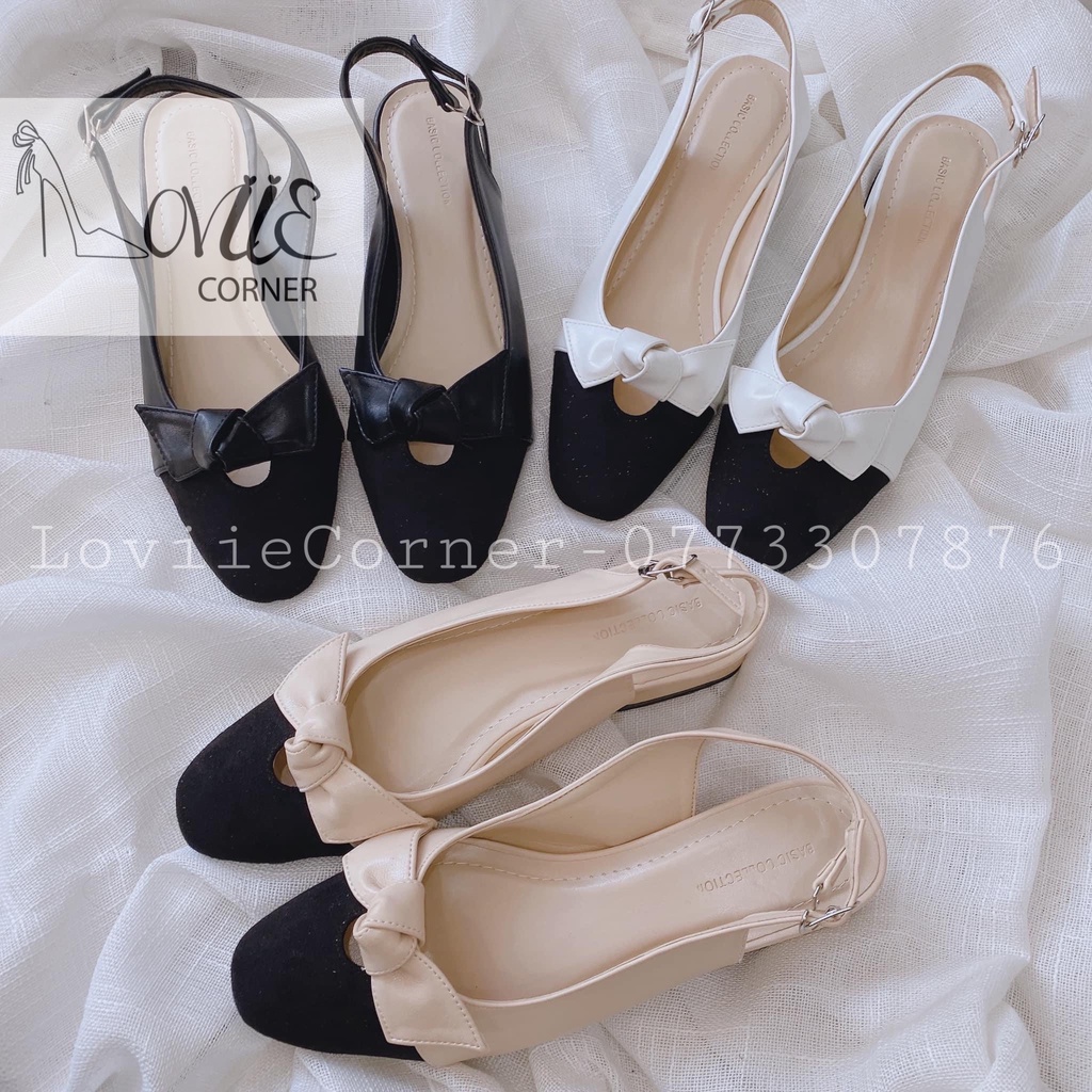 SỤC NỮ LOVIIE CORNER - GIÀY BÍT MŨI NƠ QUAI KHÓA - GIÀY SỤC NƠ HỞ HẬU ĐẾ VUÔNG 3CM G220103