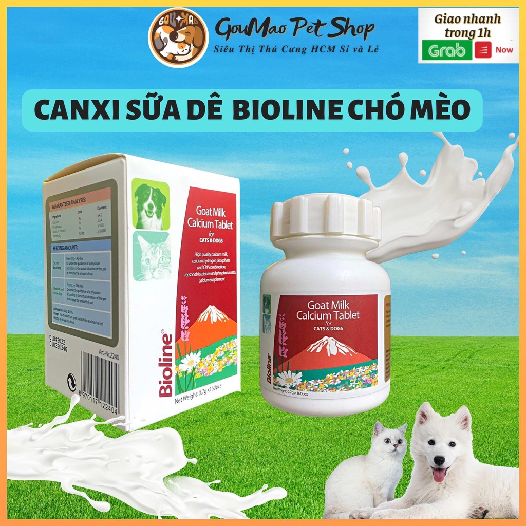 ( BÁN LẺ 1 VIÊN ) Viên canxi sữa dê Bioline bổ sung dưỡng chất cho chó mèo - GOUMAO PET