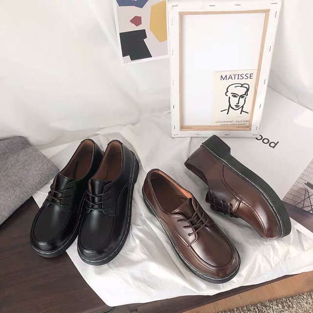 Giày oxford dây tròn lót nâu