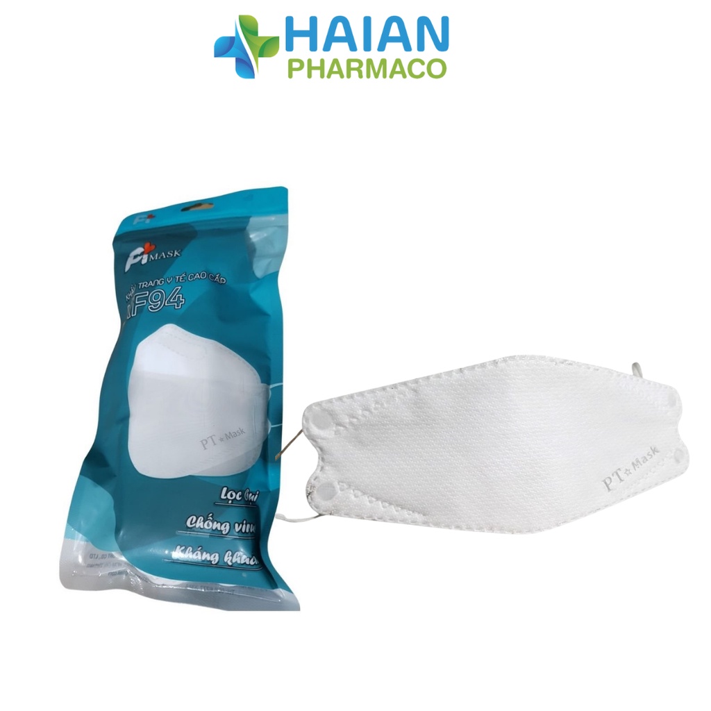 Khẩu trang kháng khuẩn 4D PT MASK lọc bụi siêu mịn Túi 10 cái