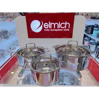 Bộ 3 nồi inox 304 cao cấp 3 đáy liền khối Elmich Trimax XR EL-3843 size 16, 20, 24cm