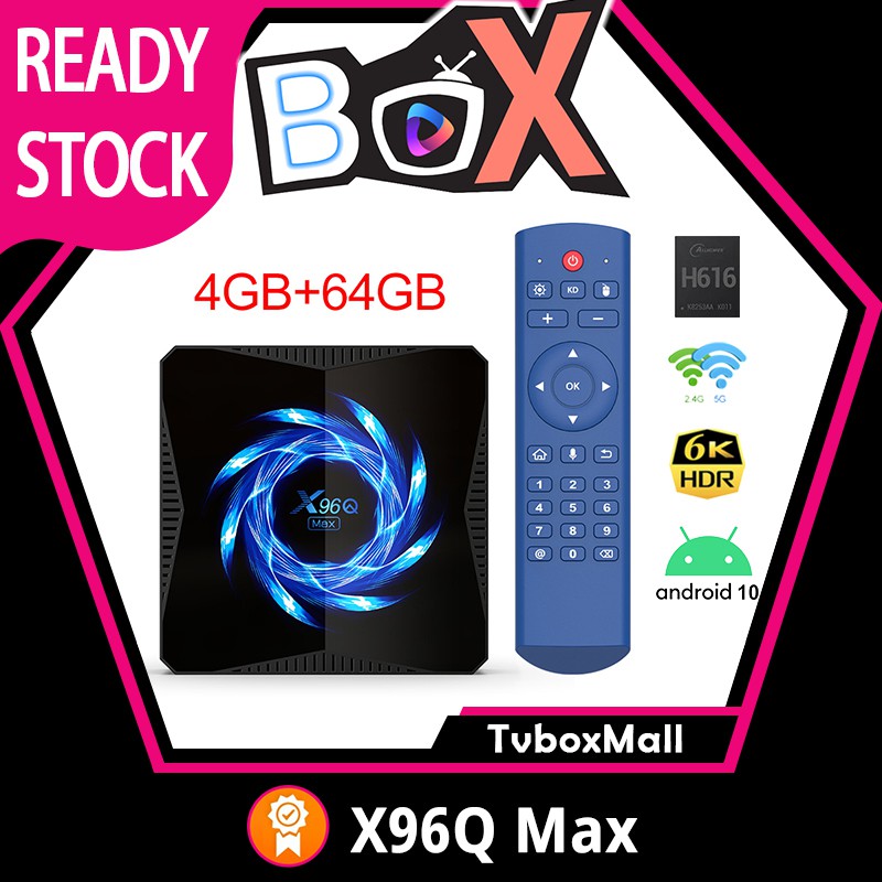 Đầu Tv Box X96Q Max Android 10 4g 64gb 2.4g & 5g Dual Wifi Ac 6k Google 4k Bt5.0 Youtbe
