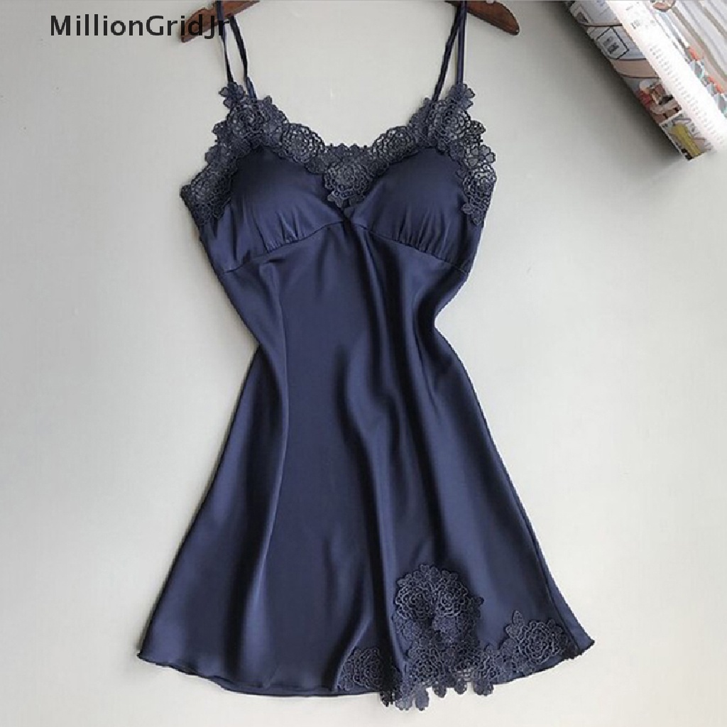 Đầm Ngủ Chất Lụa Phối Ren Kiểu Babydoll Gợi Cảm Cho Bạn Gái