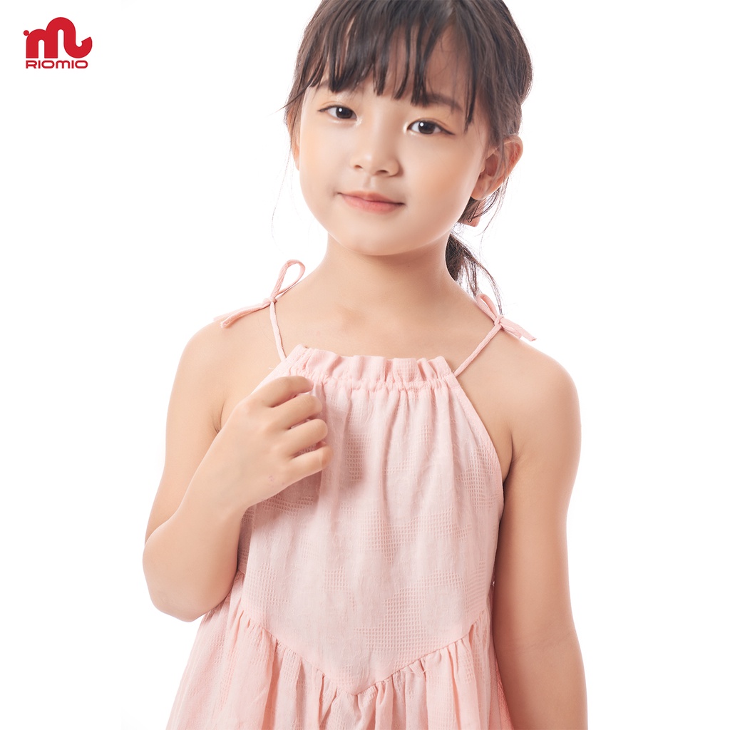 Đầm công chúa bé gái 2 dây dáng suông RIOMIO cho trẻ em 2-8 tuổi (15-30kg) vải boi in hoa nổi - RV112