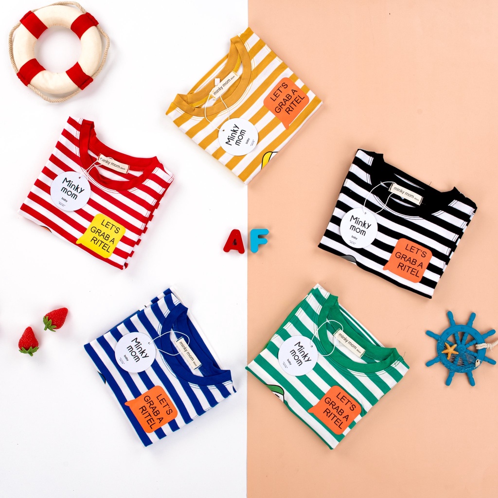 Bộ ba lỗ sọc cá mập cộc tay ATKID cho bé trai bé gái chất liệu cotton thoáng mát