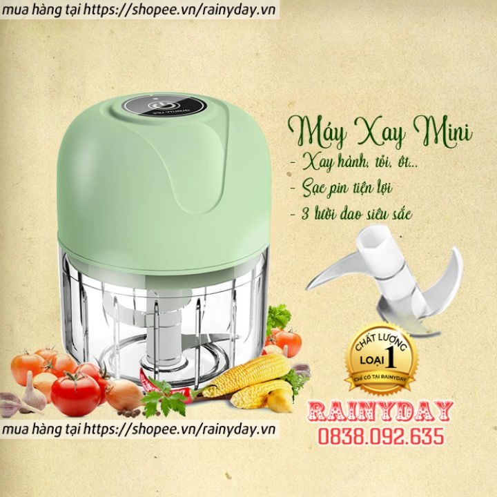 Máy xay tỏi ớt mini cầm tay, máy xay mini xay hành tỏi ớt sạc bằng điện đa năng cho bé ăn dặm