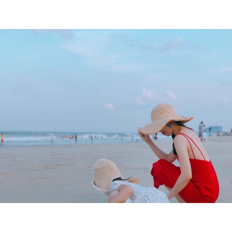 Mũ cói rộng vành thêu chữ Sun Please Tiệm Cô Hìn vành 12cm kiểu dáng trẻ trung thích hợp đi biển ship 1h lỗi 1 đổi 1