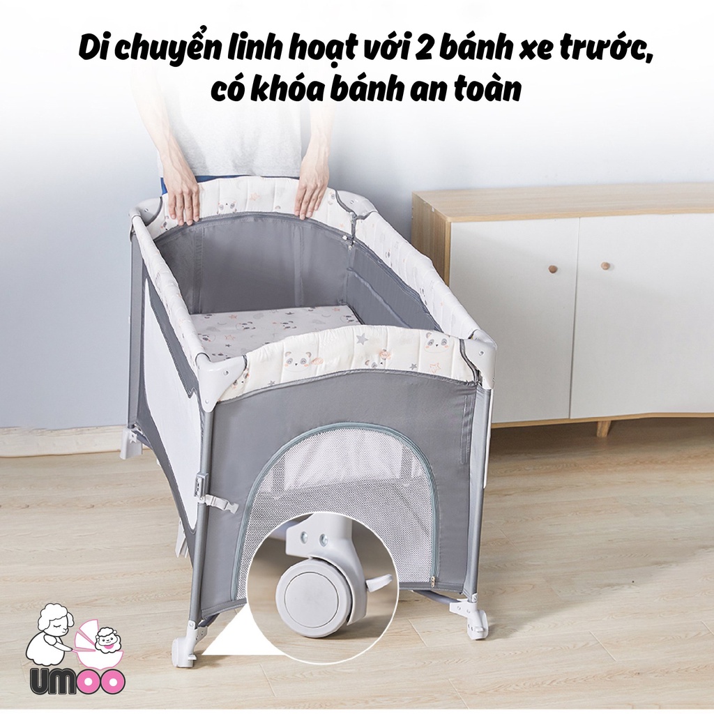 Nôi Vải Cho Bé Đa Năng Umoo UM-08108, Full Tính Năng Gấp Gọn Dùng Cho Trẻ Từ Sơ Sinh - Tặng Quà Phụ Kiện Kèm Theo