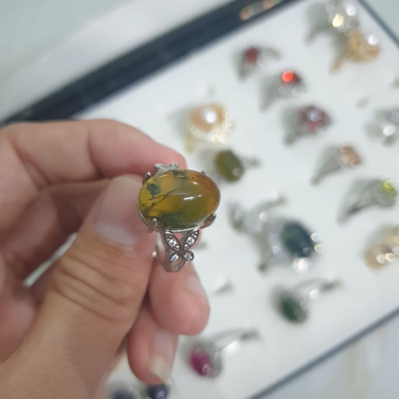 Combo nhẫn mặt trăng + nhẫn pha lê hồng + nhẫn ngọc thủy tảo + khánh treo oto