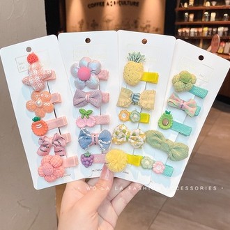 Set 5 kẹp tóc thiết kế dễ thương phong cách Hàn Quốc cho bé gái
