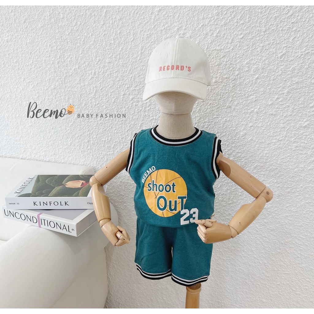 Set bộ quần áo Beemo chất liệu cotton kiểu dáng bóng rổ cho bé trai, bé gái 3 màu - 21B045