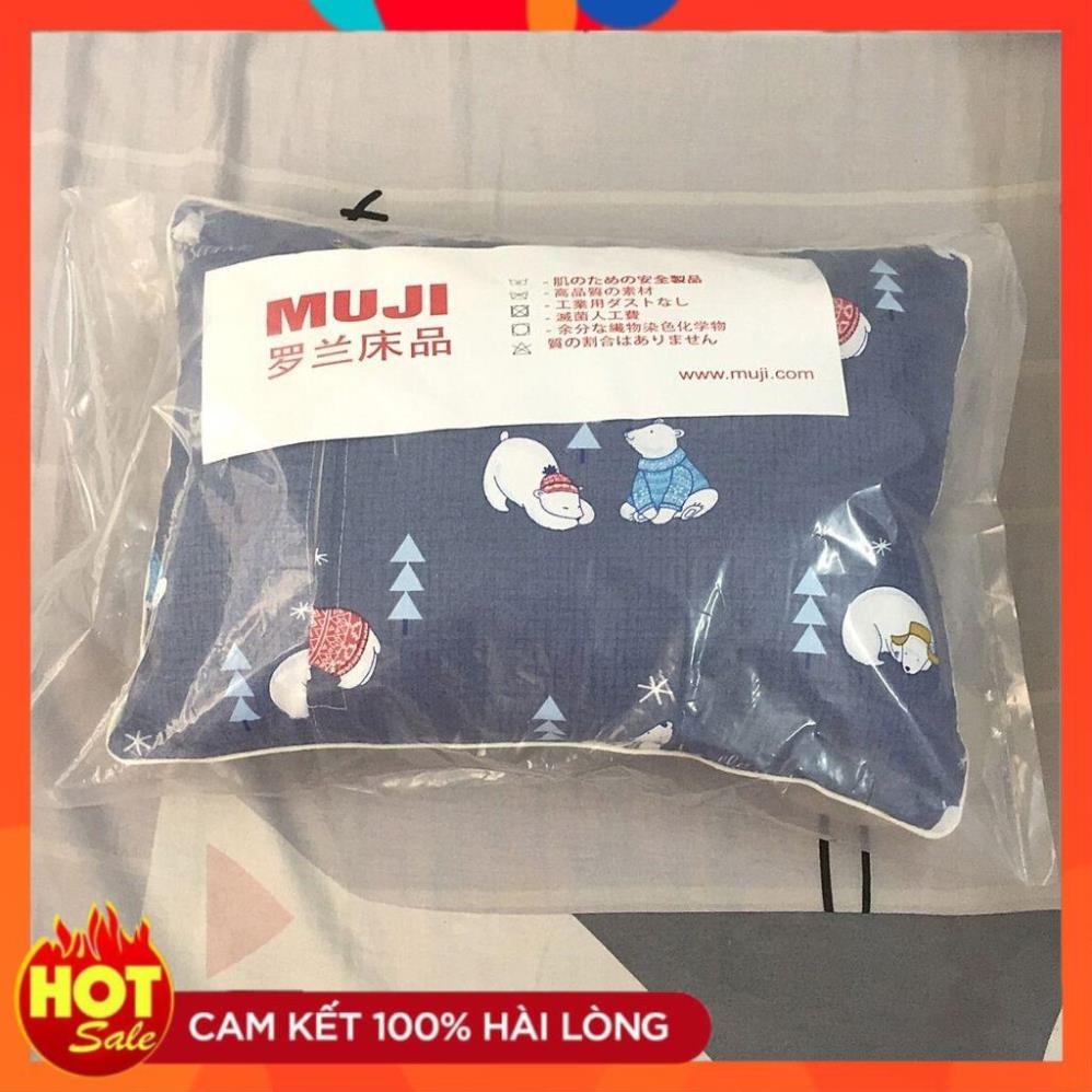 Gối trẻ em Muji cao cấp nhiều màu - 100% chất liệu cotton mịn màng thoáng mát thấm hút mồ hôi