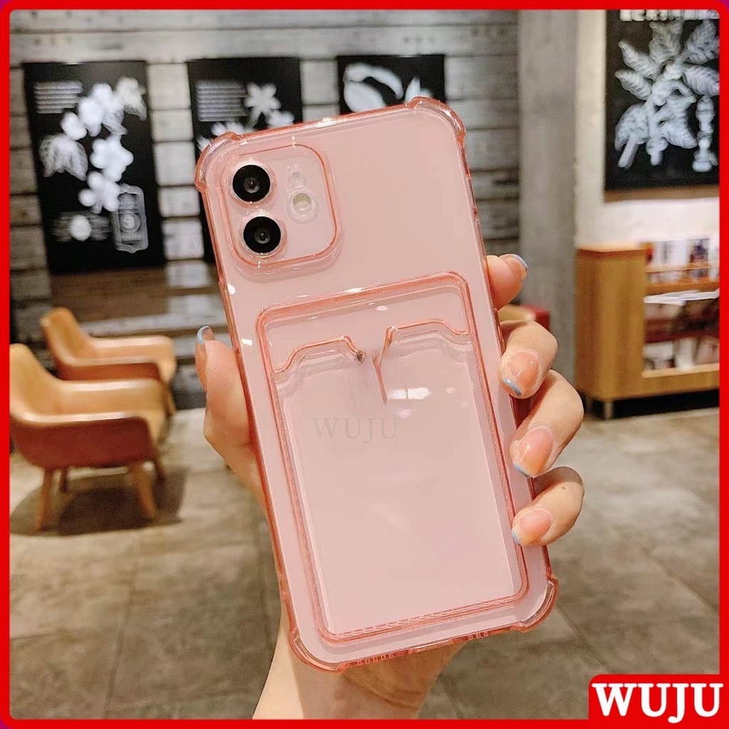 Ốp Điện Thoại TPU Silicon Mềm Trong Suốt Chống Sốc Gắn Ví Đựng Thẻ Cho iPhone 11 12 13 Pro Max X XS Max XR 7 8 Plus SE 2020