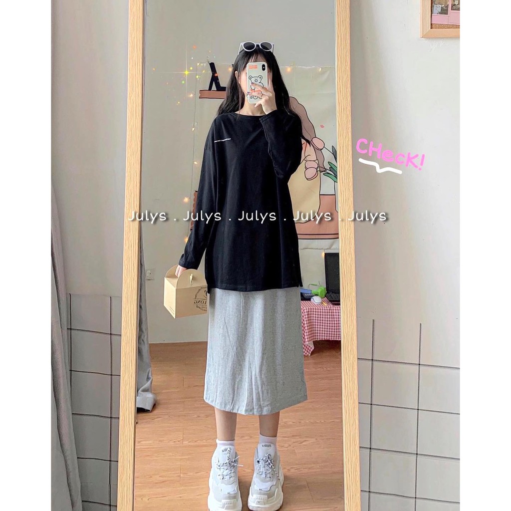 Chân Váy Thun Trơn 2 Màu PEONYB Nữ [FREESHIP] 🌸 Đầm mini dáng suông dài cạp chun, bánh bèo tiểu thư ĐEN | XÁM Ulzzang 🌸