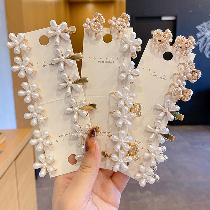 Kẹp tóc hình hoa đính ngọc trai thời trang thanh lịch cho nữ