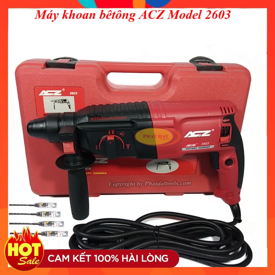 Máy khoan Bêtông 3 chức năng ACZ 2603 Chính hãng-Tặng kèm 4 mũi khoan ϕ 6-8-10-12