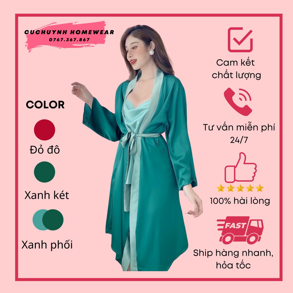 Váy ngủ kèm áo choàng CB0003  👘 Size 45-65kg 👘  Váy ngủ kèm áo choàng cao cấp chất vải mềm mịn, mát lạnh, đường may kĩ
