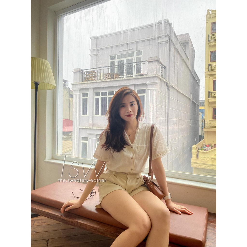 [Mã WASKT304 giảm 15% tối đa 30K đơn 99K] Áo sơ mi cổ pijama đũi xước chỉ nổi (Ảnh thật) | BigBuy360 - bigbuy360.vn