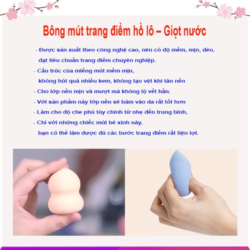 [Kèm hộp] Bông Mút Tán Kem Nền [Mút trang điểm] Hồ Lô, Giọt Nước